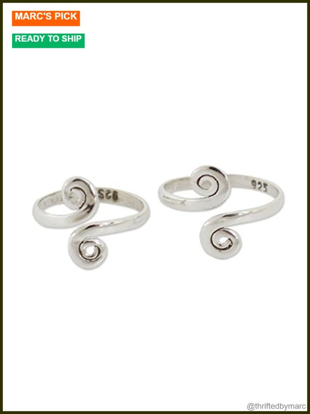Sterling Silver Toe Rings Pair Adjustable Boho Foot Jewelry